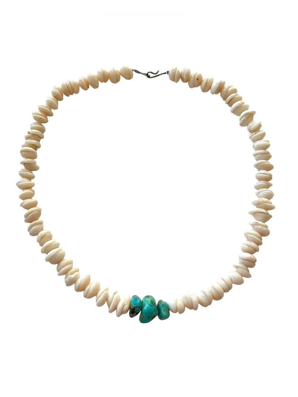 Vintage 1970’s Puka Shell Turquoise Chunk Necklace